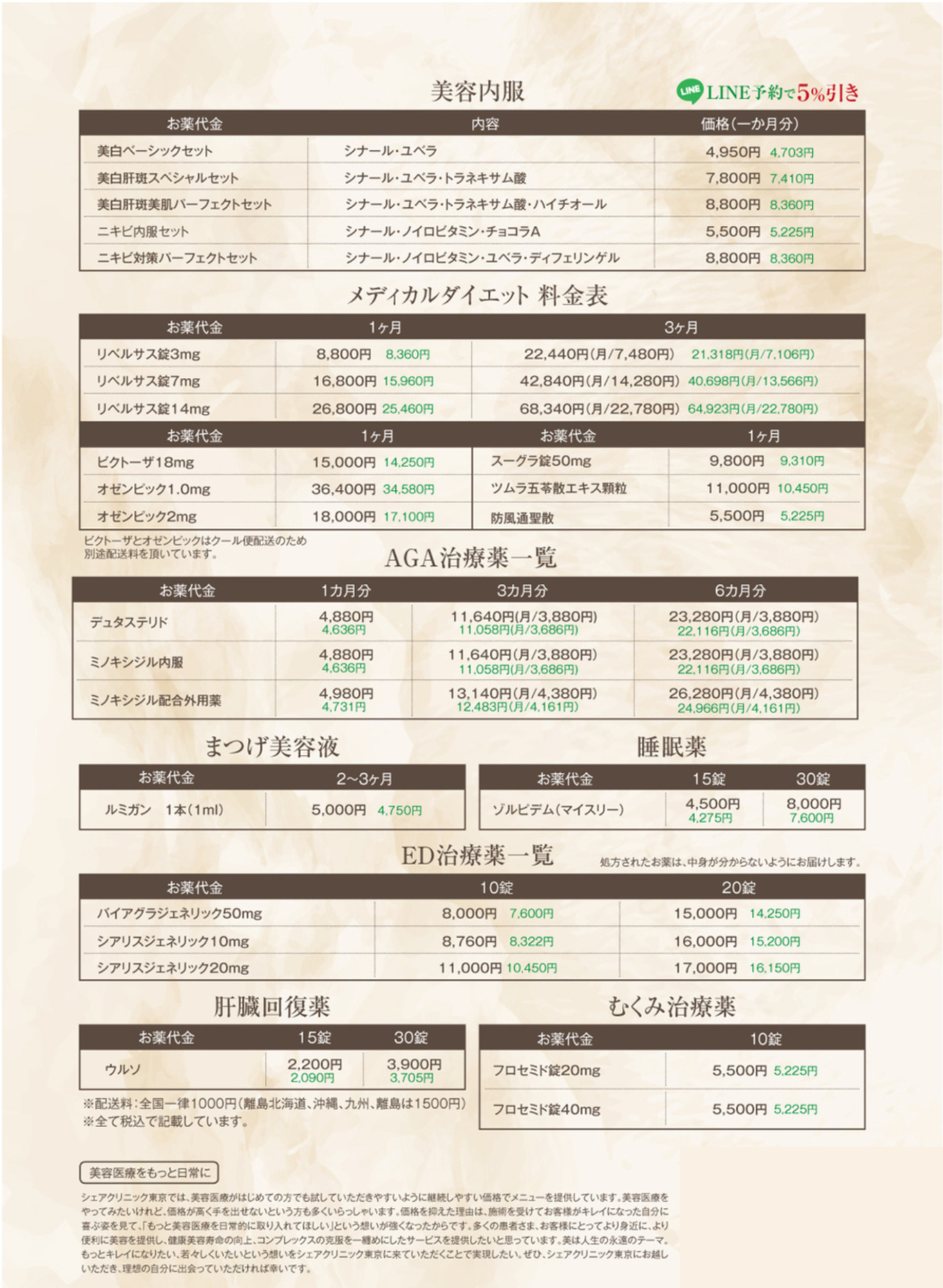 料金表